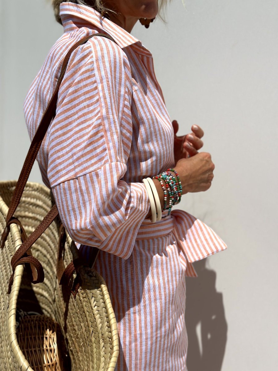 Hot Sale 48% OFF✨Classic Striped Lace-Up Shirt Dress