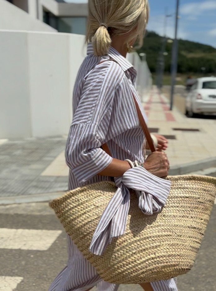 Hot Sale 48% OFF✨Classic Striped Lace-Up Shirt Dress